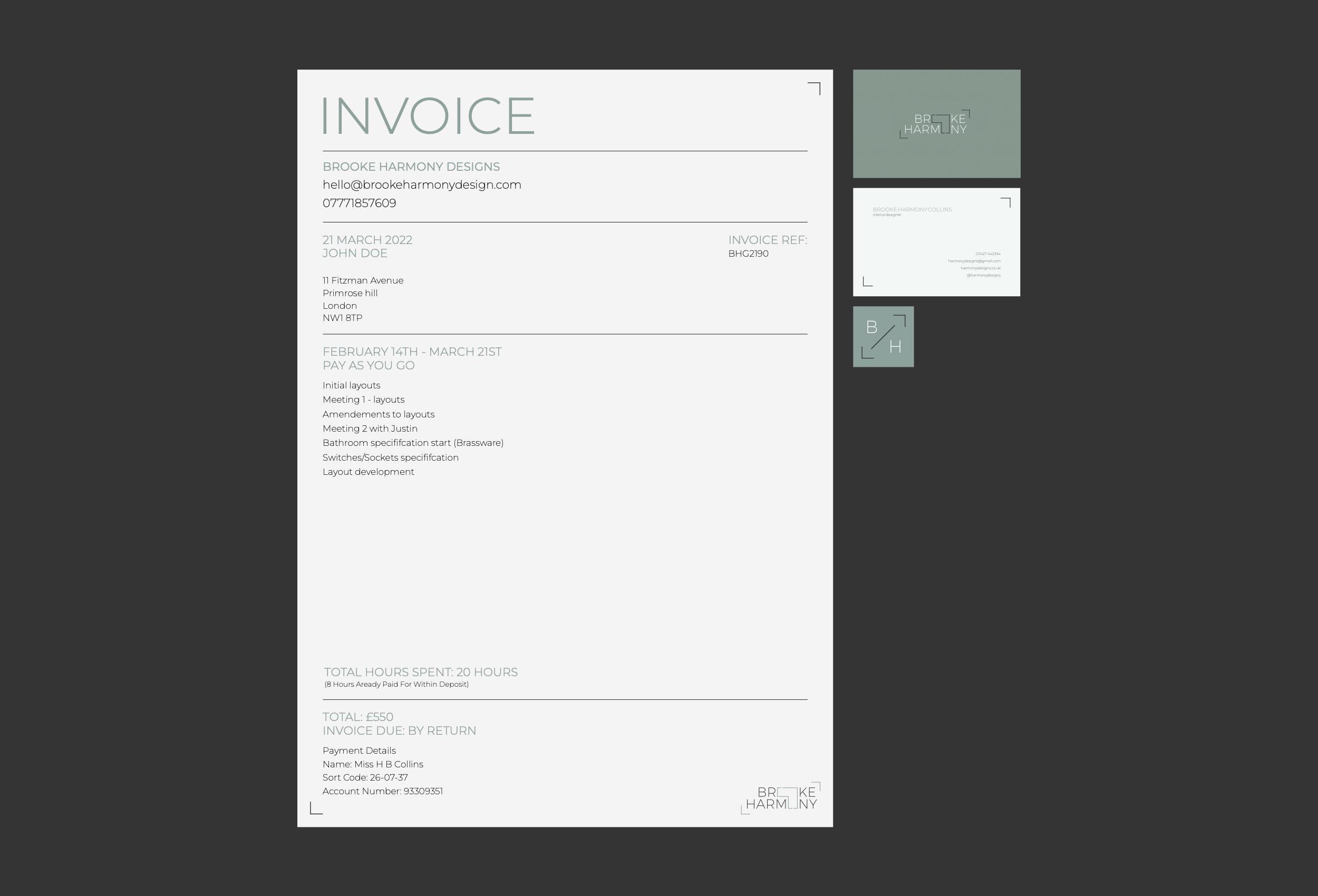 Brooke Harmony — invoice and stationery